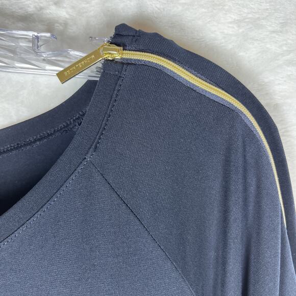 Michael Kors Women's Navy Blue Gold Zippered Scoop Neck Dress Sz XXL Plus 2XL - Picture 5 of 16